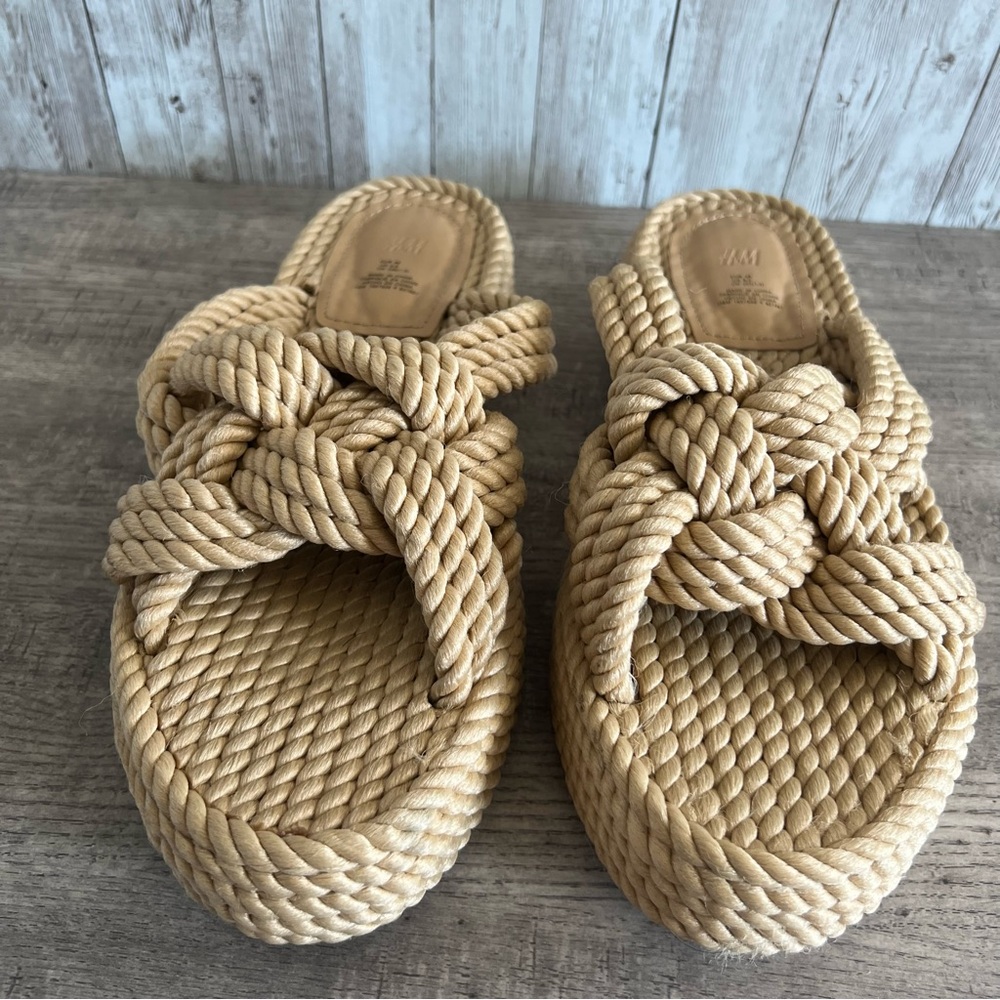 H&M Natural Rope Knot Platform Sandals